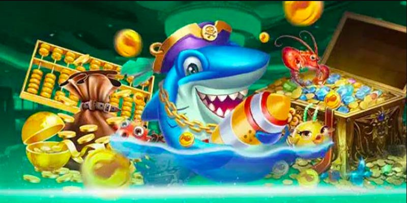 Các đàn cá di chuyển trong phòng chơi bắn cá ăn xu